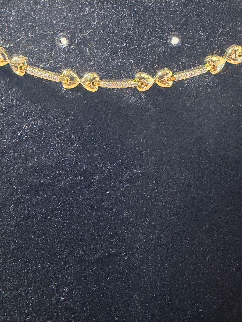 NWOT Source Unknown Gold Heart Link Bracelet with Pavé Bars
